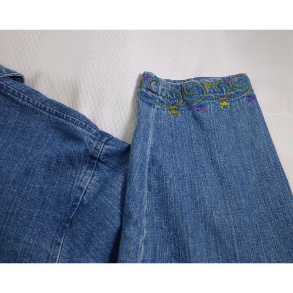 VTG Tantrums Womens Embroidered Denim Jacket XL Button-Up Floral Design - Picture 12 of 13